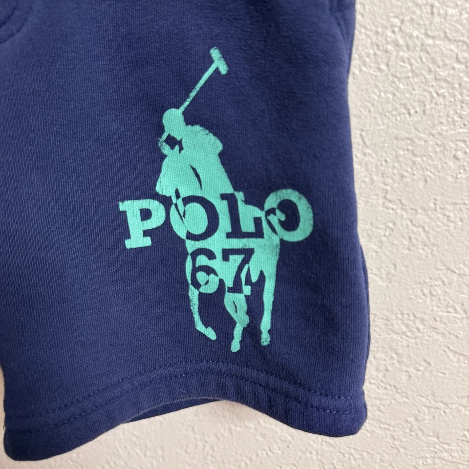 Polo Ralph Lauren Shorts Boys 5 Blue Big Pony 67 Knit Drawstring Casual Sweats - Image 2 of 4