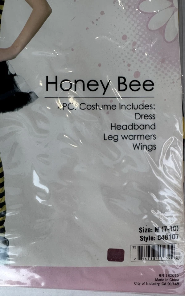 Disfraz de abeja melífera para niñas CON enagua, alas, diadema y calentadores de piernas M 7-10 NUEVO Foto 3 de 4