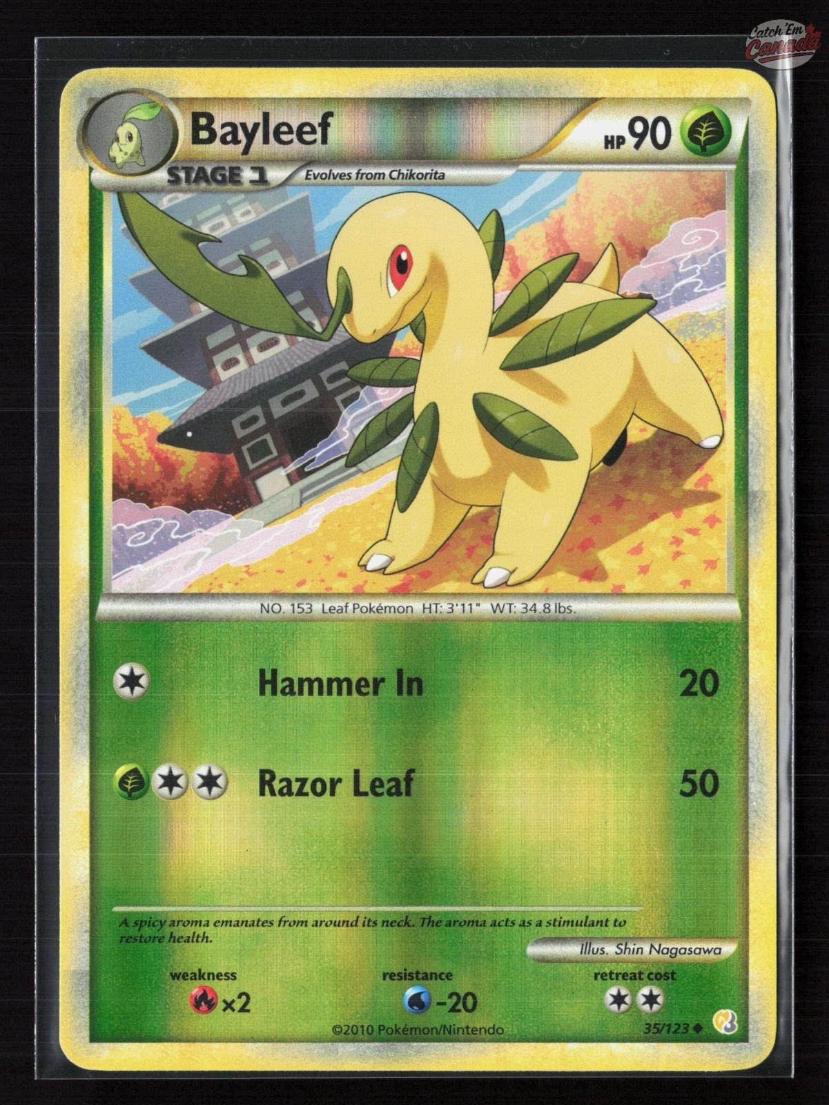 Bayleef HeartGold & SoulSilver 35/123 Reverse Holo - NM