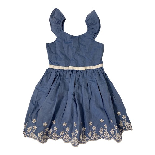 Zunie Girls Chambray Embroidered Eyelet Detail Sundress Blue, Size S 6/6X