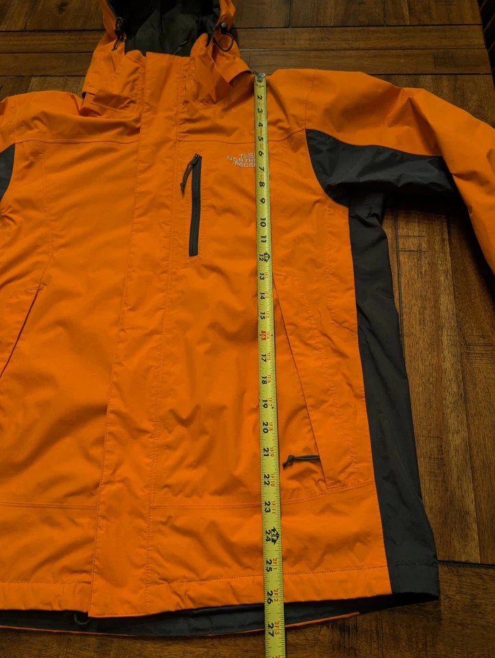 Jaqueta de chuva The North Face Hyvent masculina M laranja chuva removível capuz aberturas  - Imagem 2 de 4
