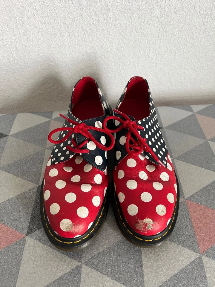 Dr. Martens Meris в горошек 3 глаза туфли - редкая красный/темно-синий/белый - Великобритании 7/США 9/EU41 - Изображение 4 из 4