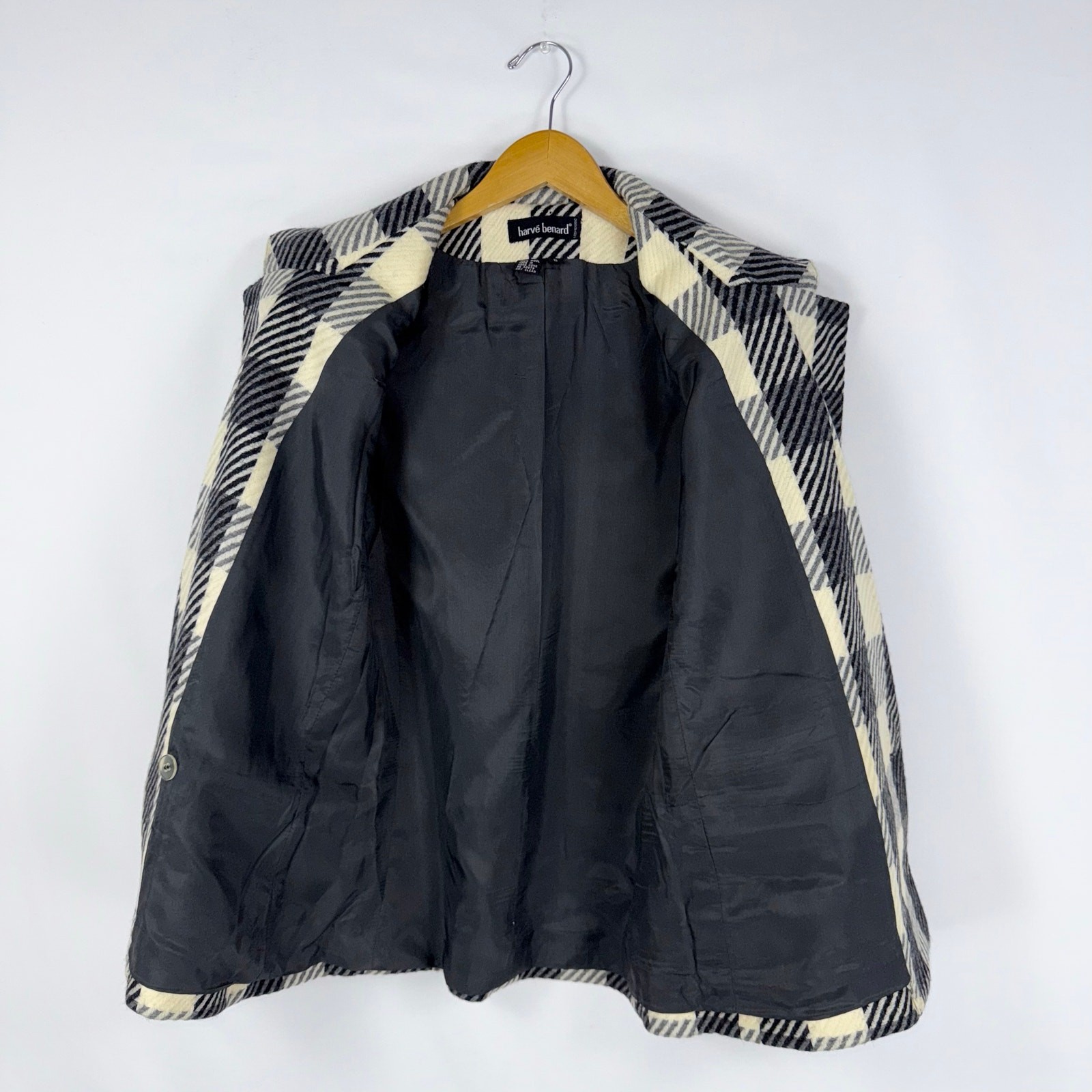 Harve Benard Blazer Women's Vintage Check Plaid Wool Double Breasted Sz 6