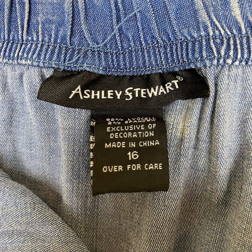 Ashley Steward Faded Blue Distressed Frayed chambray Maxi Skirt size 16 - Picture 7 of 7
