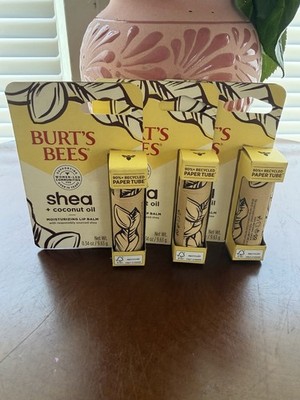 Burt's Bees Shea + Coconut Oil Lip Balm, Balm Formulation, 0.34 oz 3 pack