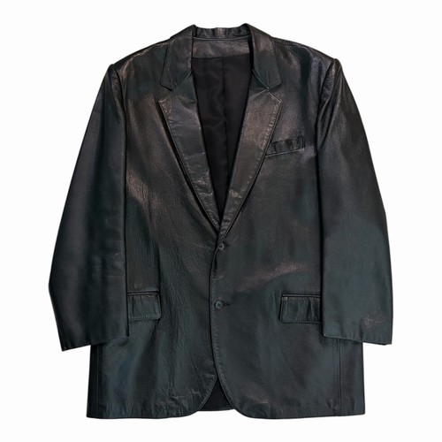 Vintage Peter Caruso Black Leather Blazer Jacket 42 Made in USA 70s 80s Coat