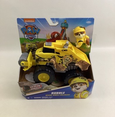 Paw Patrol Rescue Wheels Rubble s Bulldozer Toy Truck With Figure NIB