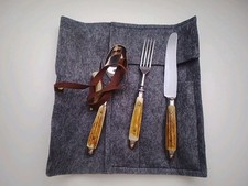 Jagdbesteck,Hochwertig NicaBackenbesteck Filzwickeltasch M22,5G19,5Lö20cm R13