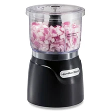 Stack & Press Electric Food Chopper & Mini Food Processor, 3-Cup, Black