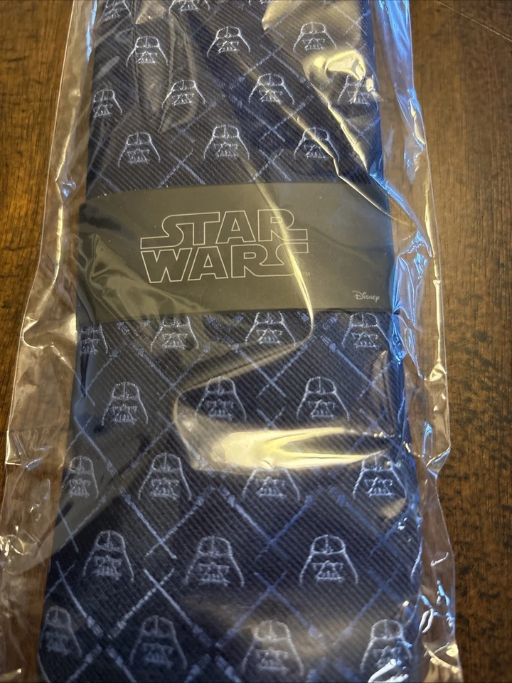 Disney Star Wars Darth Vader sable de luz a cuadros seda cuello corbata gemelos azul Foto 3 de 4