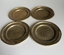 4er Set Messing Untersetzer geh&auml;mmert Vintage Unterteller f&uuml;r Gl&auml;ser / Kerzen