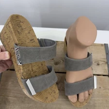 Vionic Sandals Womens 7 Wide ATLANTIC PEPPER RUCHED Wedge Heel Strappy Leather