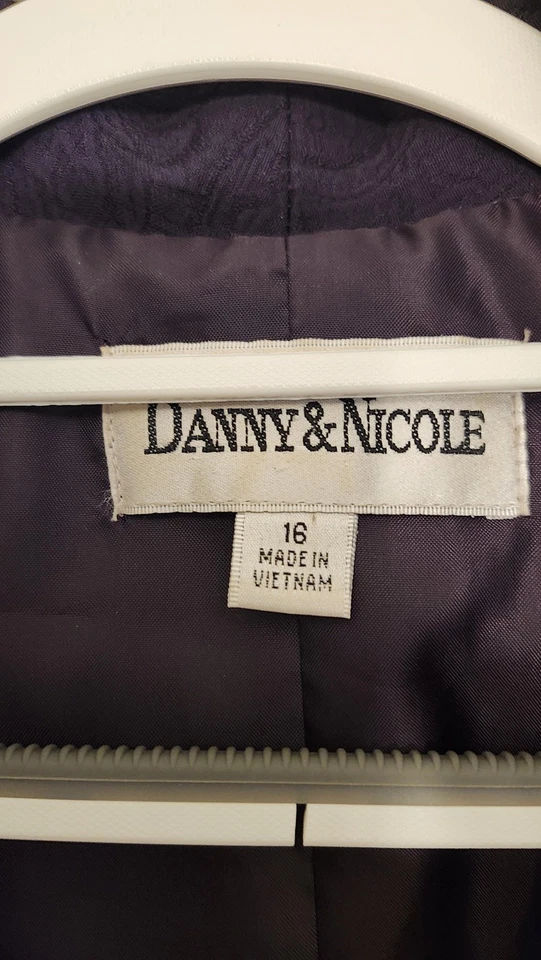 Chaqueta Blazer Danny & Nicole Mujer 16 Púrpura Jacquard Cuello Cuentas FUNCIONA PEQUEÑA Foto 3 de 4