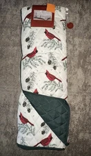 Lenox Cardinal King Quilt 3 Piece Set Christmas Holidays Red Green Reversible