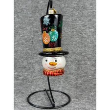 Old World Christmas Glistening Tip Top Snowman Ornament Blown Glass Retired 5"