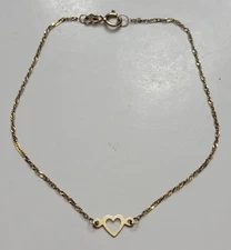 10k Gold Ankle Bracelet w/ Heart  7" Anklet