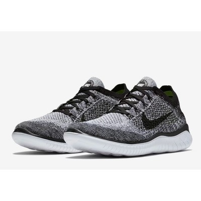 Nike Free Run Flyknit 2018 Mens Road Running Sneakers Black White Shoes 