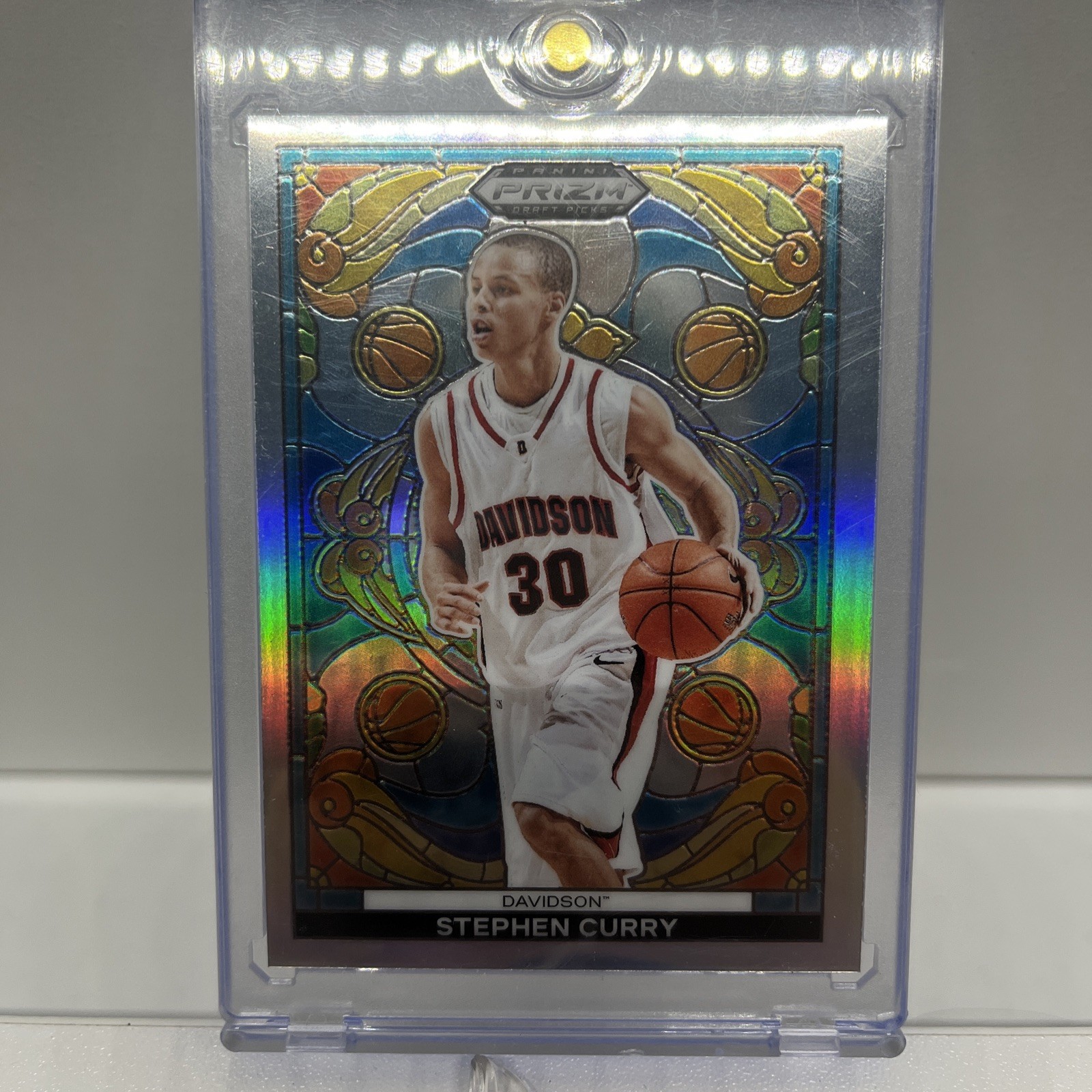 STEPHEN CURRY 2024 PANINI PRIZM DRAFT PICKS DP #2 STAINED GLASS SP DAVIDSON