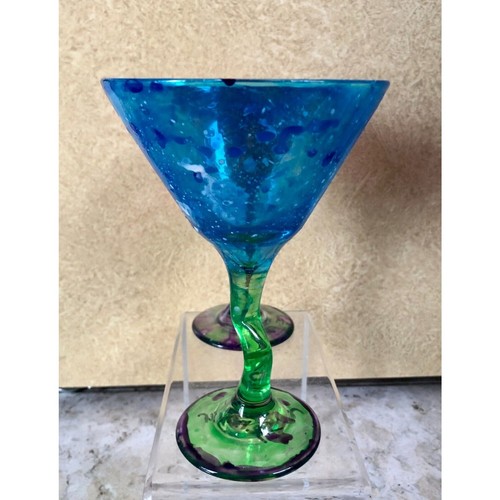 2 Vintage Z Stem Custom Hand Painted Glass Martini Glasses Libbey Watusi Zig Zag - Picture 3 of 5