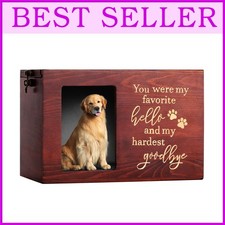 X-Large Wooden Urn for Dog or Cat Ashes, Goodbye Pattern