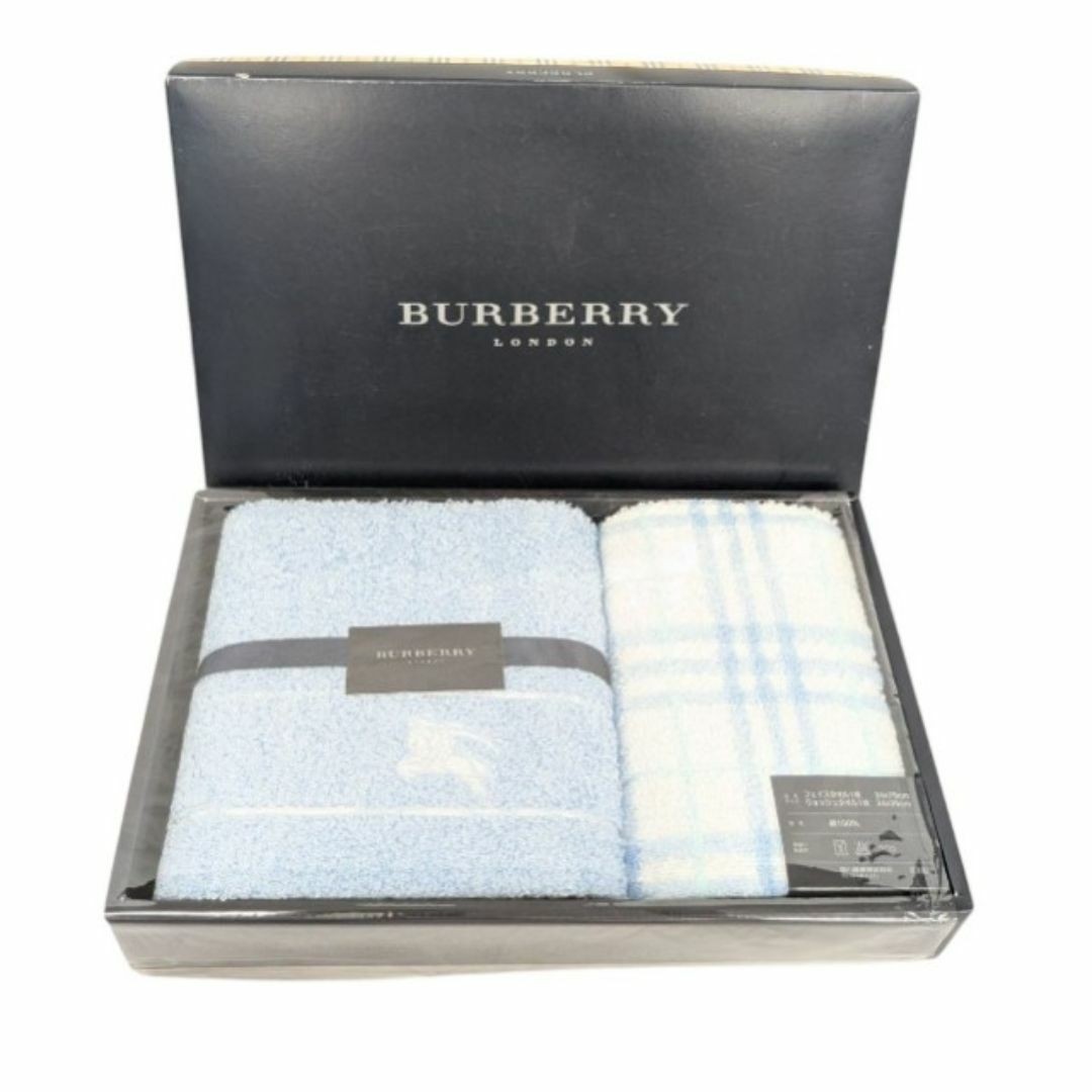Burberry Blue Check Cotton Towel Set 2 Pieces Made in Japan Pre-Owned