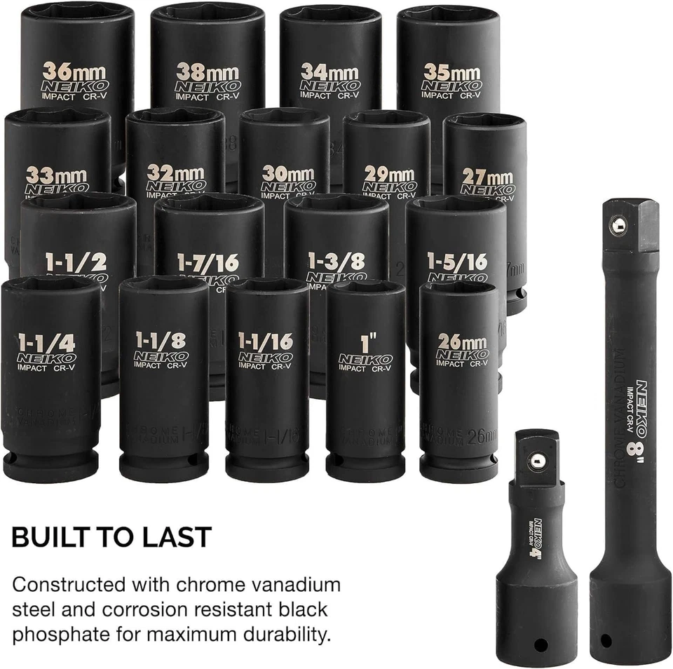 02347A 3/4-Inch Drive Socket Set, Master 20-Piece SAE and Metric Socket Set, ... - Image 2 of 4