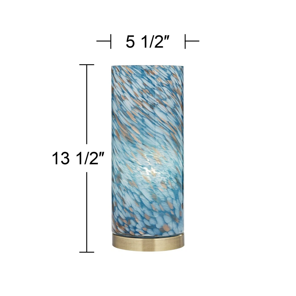 Abajur de mesa Coastal Accent 13 1/2" alto azul arte vidro cilindro sombra para quarto - Imagem 4 de 4