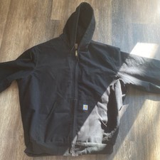 Carhartt Jacket Black Hooded Canvas Quilt Lined RN 14806 Men's Size 3XL