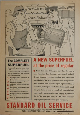 #ad 1933 Print Ad Standard Oil Service Rural Gasoline Delivery to Farmer Tank Truck $22.75