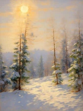 Winter Day by Angelita Hawke Fine Art Print Snow Landscape Trees Poster 11x14
