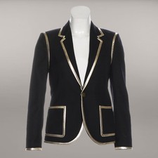 SAINT LAURENT Gold Trim Runway Blazer Black Wool Jacket yves FR 36 YSL Top