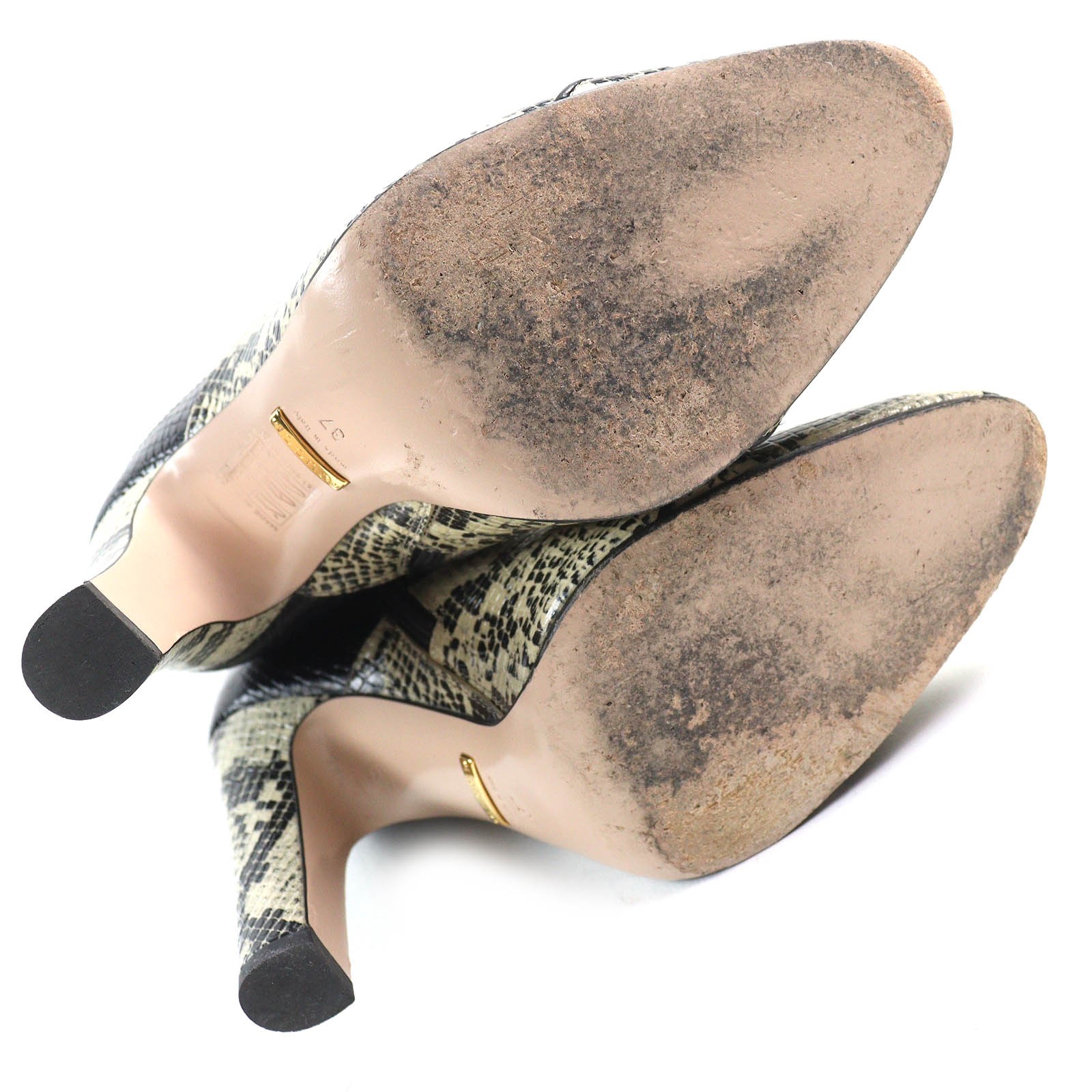 GUCCI Long Boots Shoes EU 37 US 7 Leather Beige Black Authentic thumbnail 24