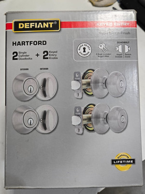 Defiant Hartford Satin Nickel Single Cylinder Keyed Entry Door Lock 2-Pack NEW4A