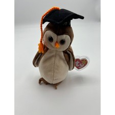 Ty Beanie Baby "Wise" Owl Plush Graduation Cap  Tassel Collectible 1998