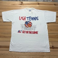 Vintage 90s Fox Creek Golf & Racquet Club USTA USA Tennis T-Shirt USA Made - XL