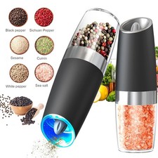 2X Gravity Electric Salt and Pepper Grinder Set Automatic Pepper Grinder Shakers
