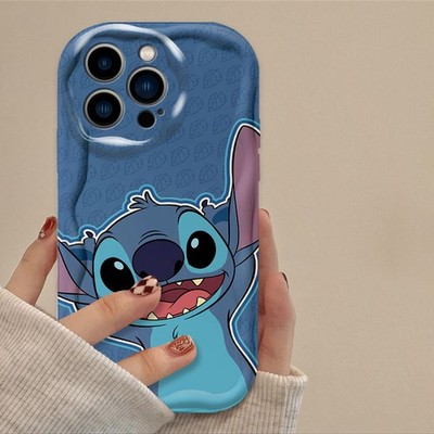 Süße cremefarbene Hülle für iPhone Samsung Infinix Cartoon Stich Handyhülle Frauen Mädchen