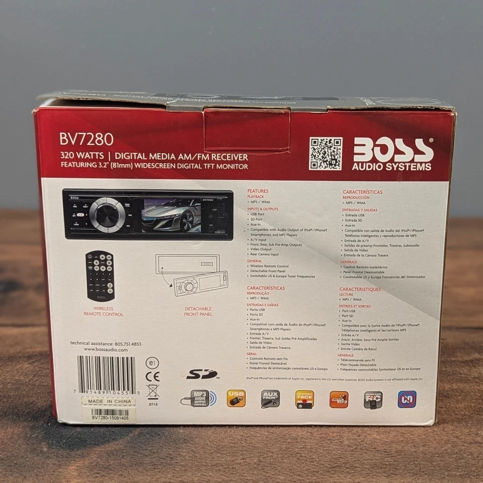 BOSS Audio BV7280 Digital Media AM FM Receiver 320 Watts 4 Channel 3.2 Inch TFT - Image 3 of 4