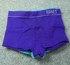 Hanes Underwear Womens Large Blue Teal White Boyshort Ribbed MH14FA 6 Pairs