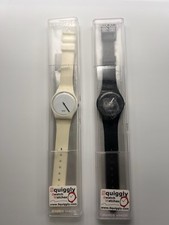 Vintage Swatch WHITE HOURS  BLACK MINUTES GZS10 2 Watch Set 1995 GW116 GB162