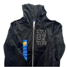 Limited Too Black Velour Hooded Zip Jacket with Stud Detail Girls new size large