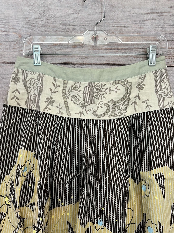 Falda CAbi #917 Treasure amarilla/marrón/azul floral/rayas/lunares sin forro usada en excelente estado 6 Foto 2 de 4