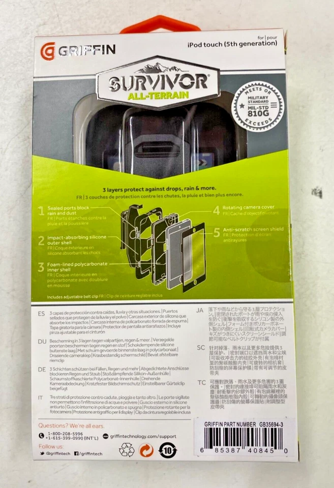Griffin Survivor All-Terrain Rugged Case iPod Touch 5th Gen/6th Gen - Black - Image 3 of 3