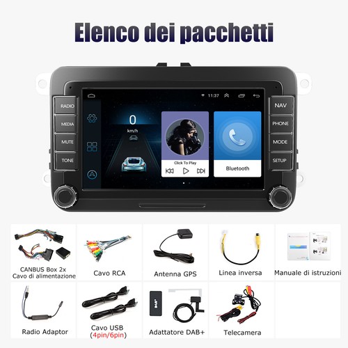 7" DAB+ Carplay Autoradio Android 13 GPS Camera Für VW GOLF 5 Plus Touran Tiguan - Foto 15 di 15
