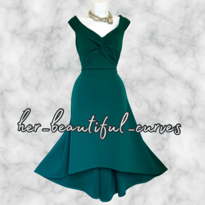 STUNNING QUIZ GREEN HI - LOW OCCASION MIDI DRESS SIZE 18 new with tags