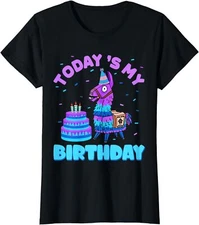 Todays My Birthday Llama Birthday Party Decorations Ladies' Crewneck T-Shirt