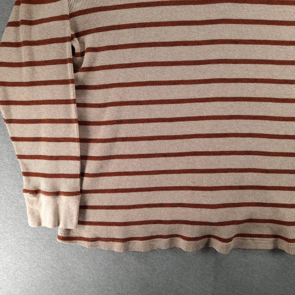 Camisa Fundición Para Hombres 4XLT Beige Rayas Manga Larga Henley Waffle Tejido Térmico Foto 4 de 4