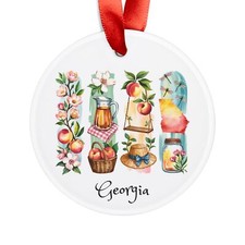 Georgia Themed Round Acrylic Ornament - Holiday Decor - Personalized Gift