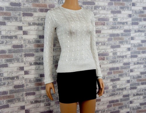 RALPH LAUREN BLACK LABEL DAMEN REINE SEIDE ABEND FEST PULLOVER WEISS SILBER S - Bild 2 von 11