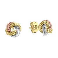 Ohrschmuck Ohrstecker Knoten Aus 585 Gold Gelb Tricolor Strukturiert 14 Karat V
